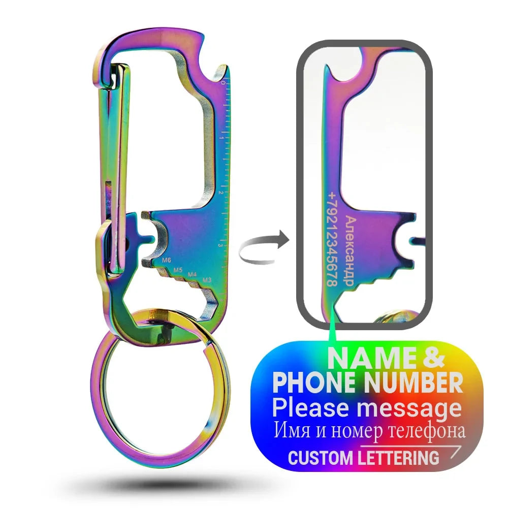 Stainless Steel Personalized Keychains Multifunctional Custom Lettering Keyrings Wrench Tool Bottle Opener Key Chain Ring K421 by FLIPSTYLEZLLC