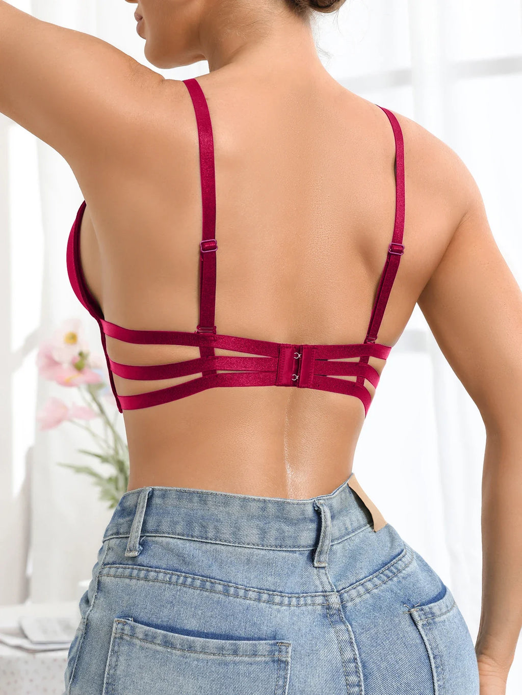 Fashionable Solid Color Women Bra Minimalist Deep V Push up Bra Comfortable and Sexy Underwire Lingerie Underwear by Ladyez