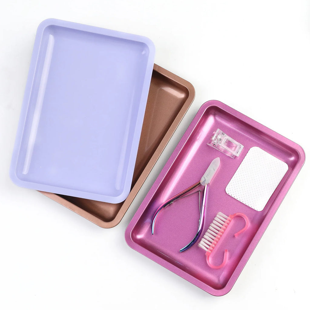 1PC Square Stainless Steel Cosmetic Storage Tray Nail Art Manicure Plate Tweezers Clippers Pens Container False Nails Dish Tools by AliExpress