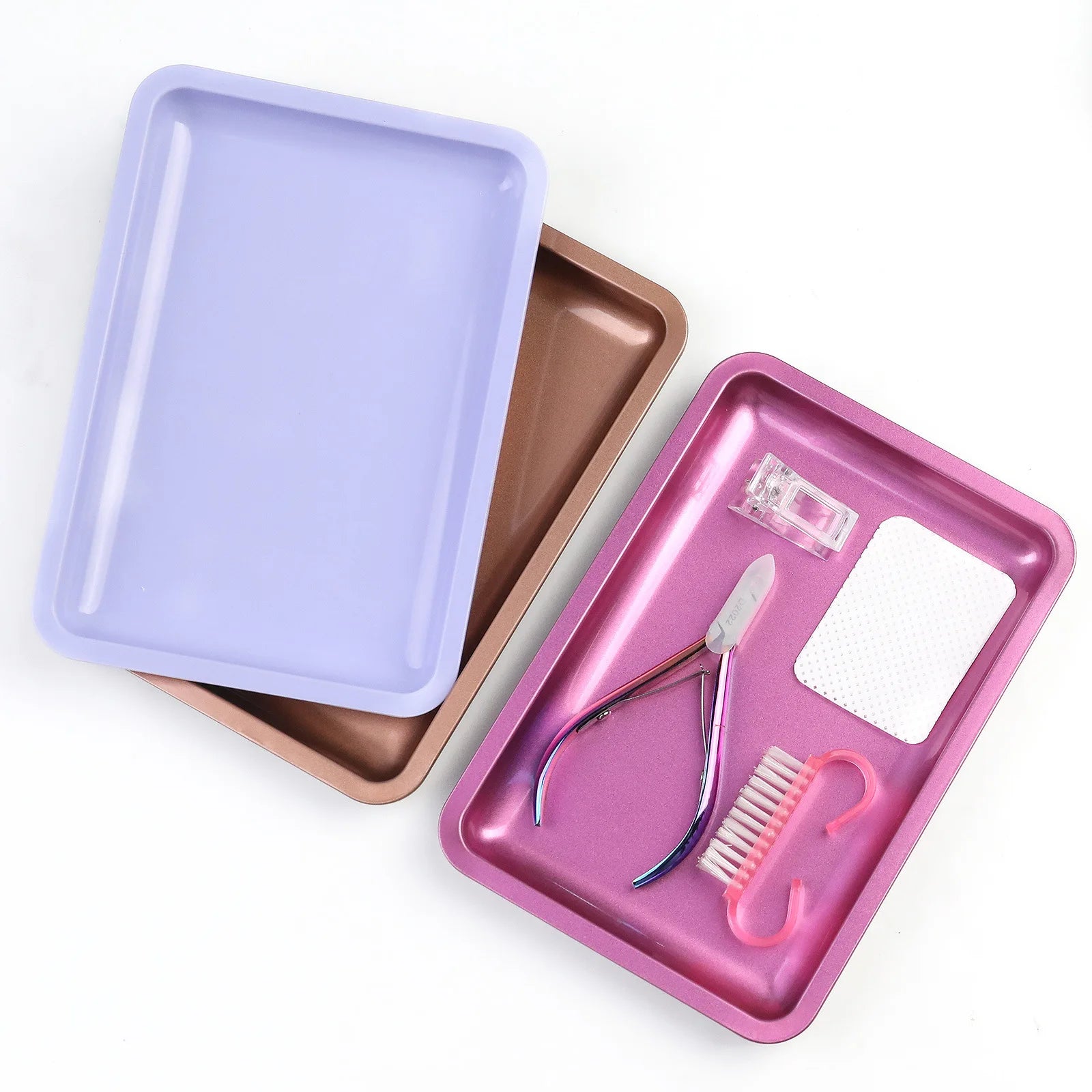 1PC Square Stainless Steel Cosmetic Storage Tray Nail Art Manicure Plate Tweezers Clippers Pens Container False Nails Dish Tools by AliExpress
