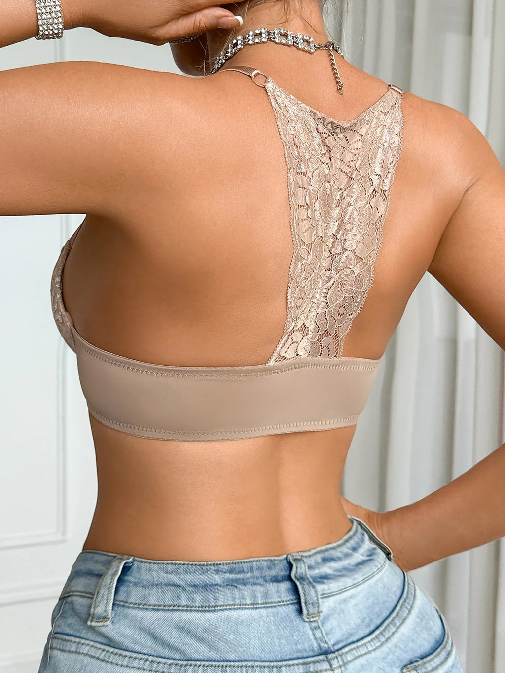 Modern Elegant Women's Sexy Bras Push up Underwire Bra Luxury Floral Lace Cup with Beautiful Backless Padded Boost Lingerie by Ladyez