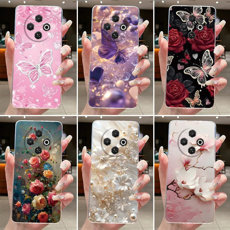 For Tecno Spark 30C Case kl5 kl5n Aesthetic Butterfly Flower Clear Soft Silicone Back Cover Techno Spark 30C Phone Case k15 k15n by FLIPSTYLEZLLC