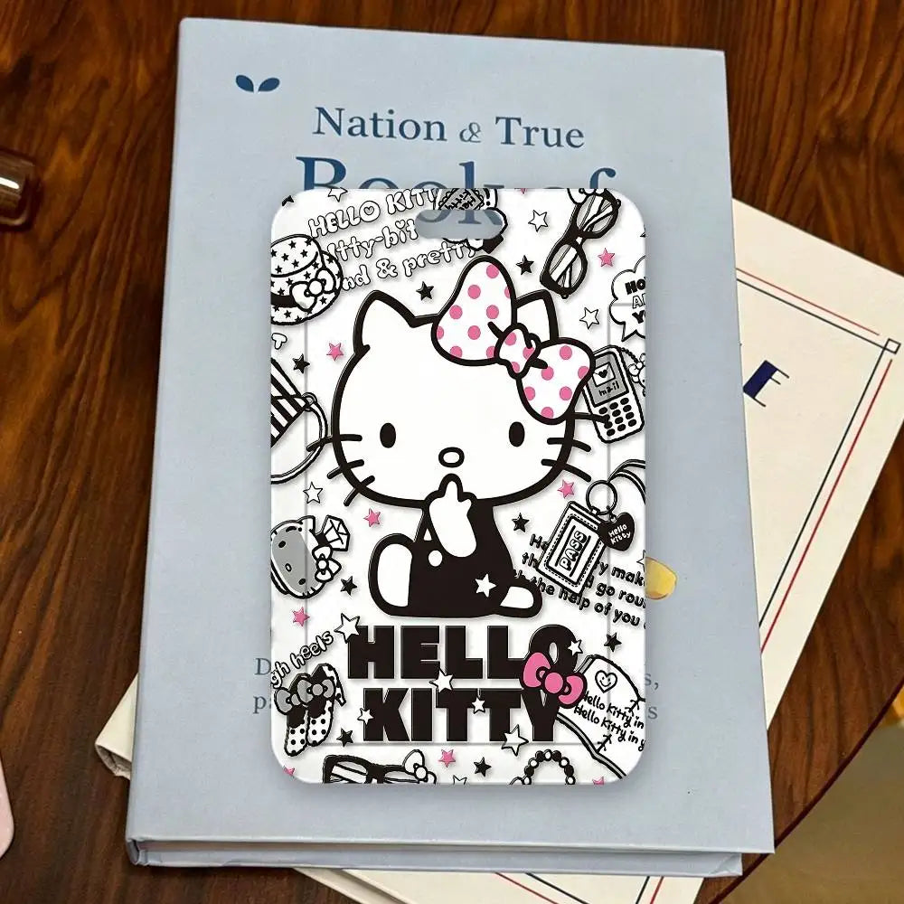 Cute Cat H-Hello K-Kitty NFC Contactless Sliding Card Sleeve For Student Cards, Bus Cards, ID Cards, And Work Permits by FLIPSTYLEZLLC