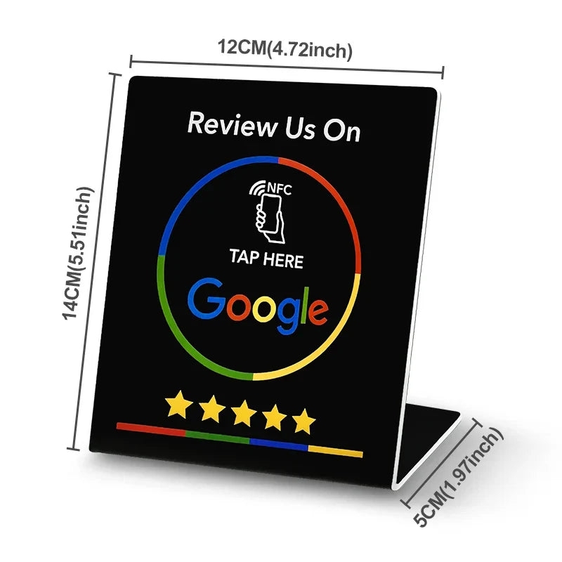 NFC 13.56Mhz programmable Google Review Card Station Table Tap Card NFC215 Chip 504Bytes RFID NFC Google Review stand display by FLIPSTYLEZLLC