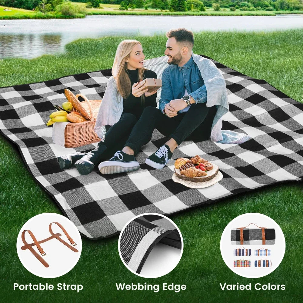 New 80"x 80"Picnic Blanket Extra Large Waterproof and Foldable Beach MatOutdoor for 8 Adults Camping Park Beach Grass Indoors by FLIPSTYLEZLLC