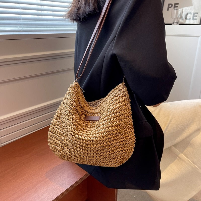 Casual Summer Shoulder Straw Bag by Yellow Pandora