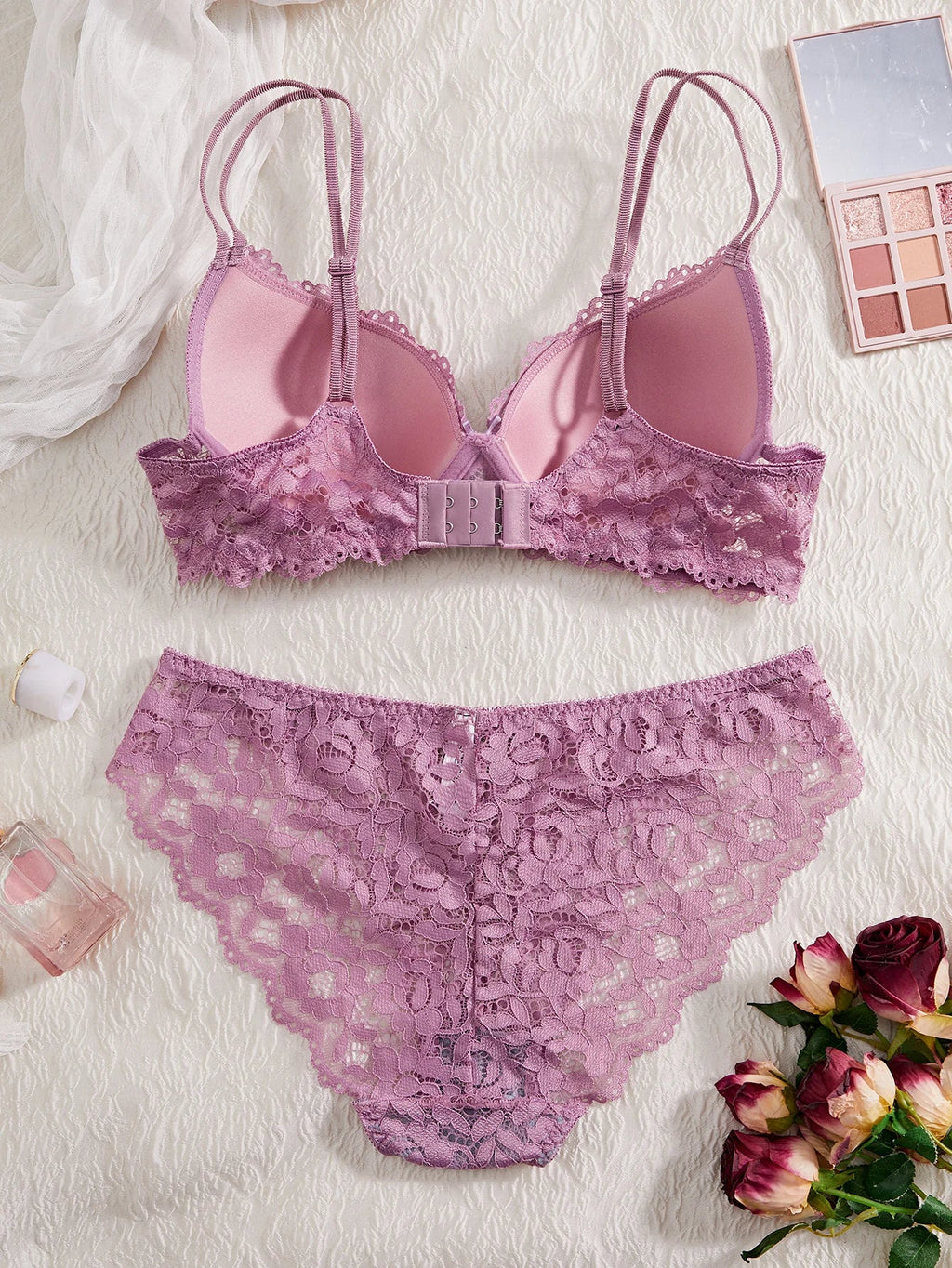 Single of Women's Underwear Set Sexy Lace Patchwork with Push Up Bra Romantic Sheer Women's Panties by Ladyez