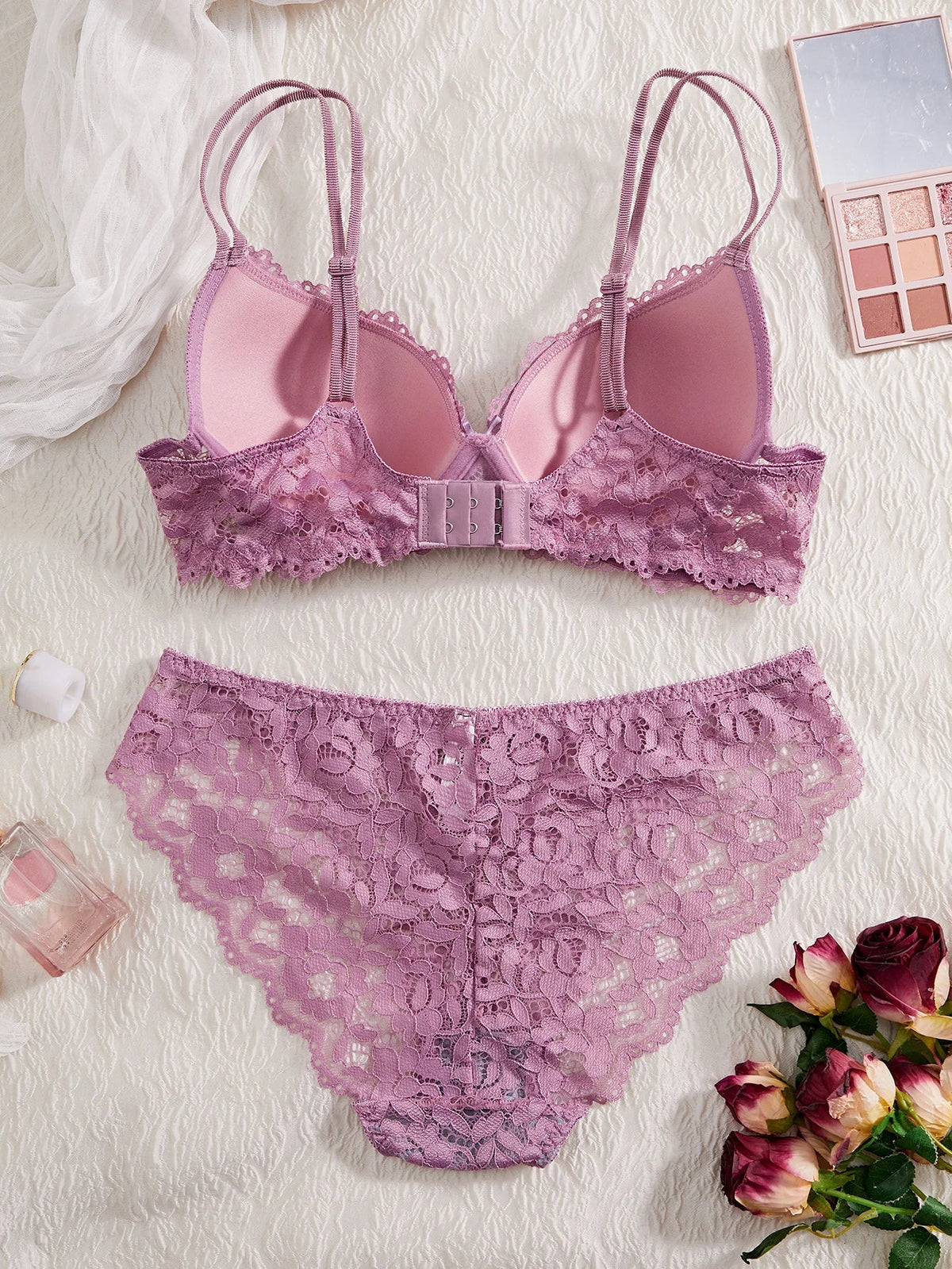 Single of Women's Underwear Set Sexy Lace Patchwork with Push Up Bra Romantic Sheer Women's Panties by Ladyez