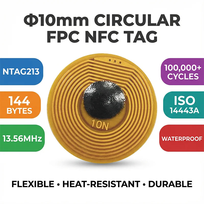 10mm FPC NFC Tag Ntag213 Rewritable Sticker for Iphone Android Devices by FLIPSTYLEZLLC