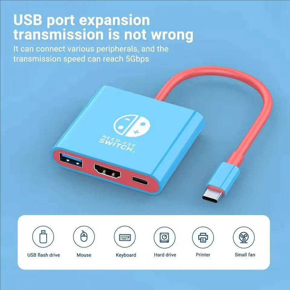 Switch1 Dock 4K HDMI USB 3.0 Hub Adapter USB C Splitter TV Portable Docking Station for Nintendo Laptops PC iPad MacBook Air Pro by FLIPSTYLEZLLC