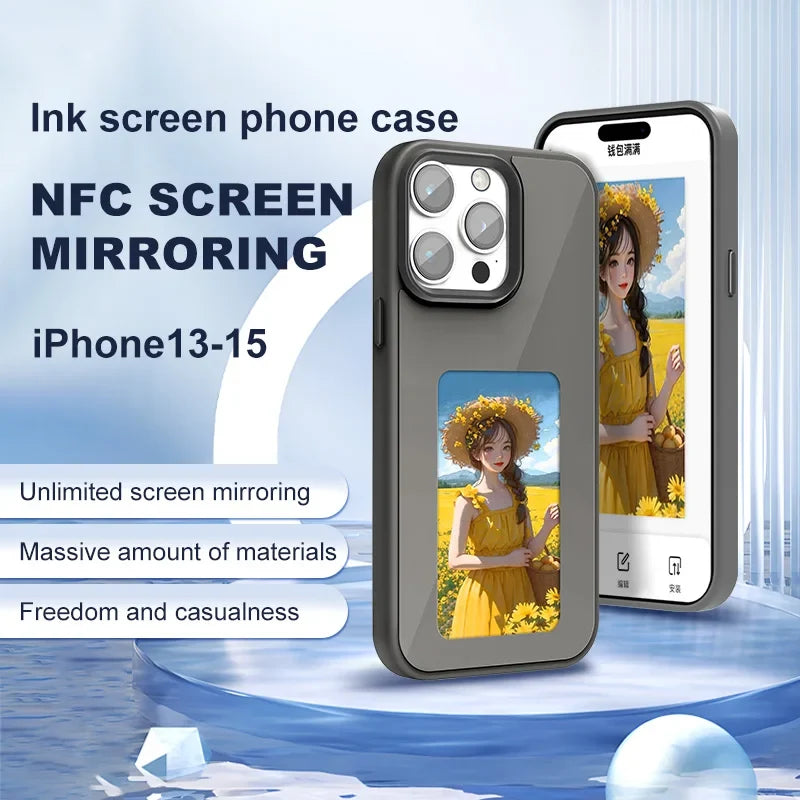 NFC 16promax iphone case E-ink screen four colors Image Transmission For Iphone 15 14 13 Pro Max DIY Cases Battery Free by FLIPSTYLEZLLC