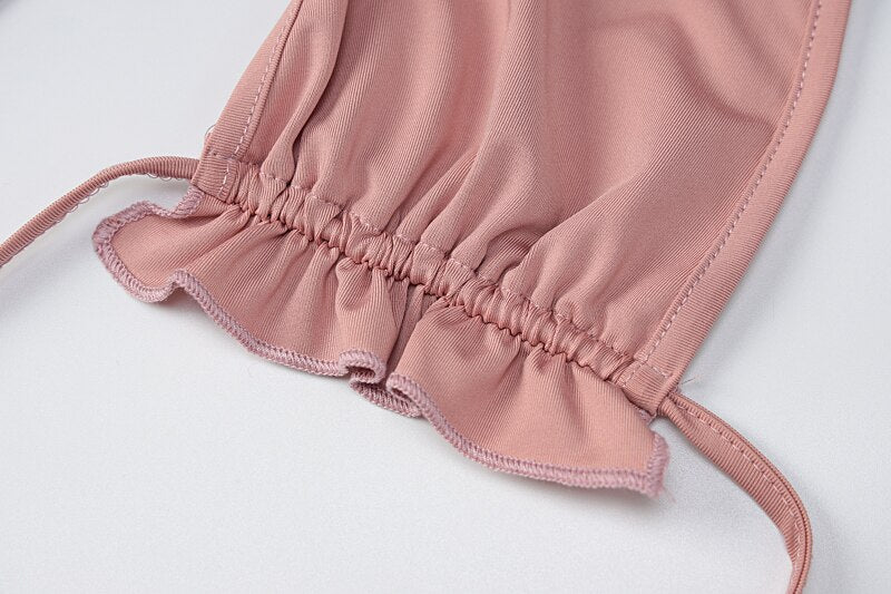 Ruffled Solid Halter Hollow Out Sleeveless Crop Top Pleated Skirts 2 Pieces Set by nowadaysfashion
