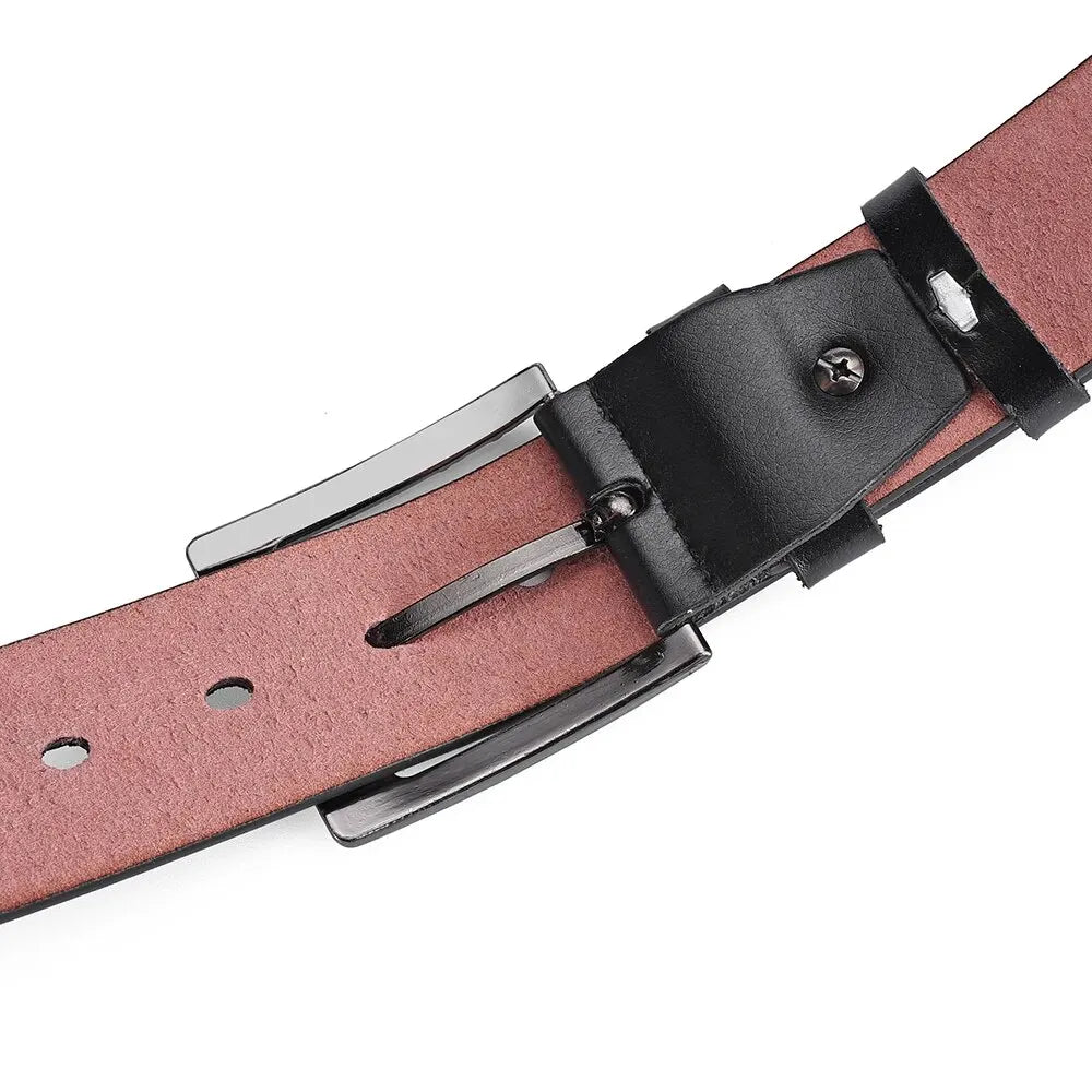 Genuine Leather For Men's High Quality Buckle Jeans Cowskin Casual by AliExpress