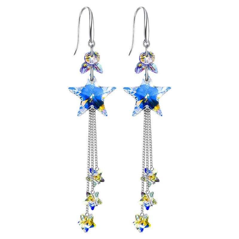 Crystal Star Dangling Earrings by Kore Kawaii