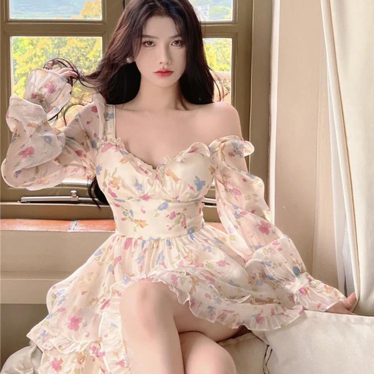Floral Chiffon Dress by Kore Kawaii