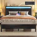 Fluest Queen Bed Frame with Headboard & Footboard, Bed Frame with Built-in Charging Station LED Light, Storage Shelf，Customized by FLIPSTYLEZLLC