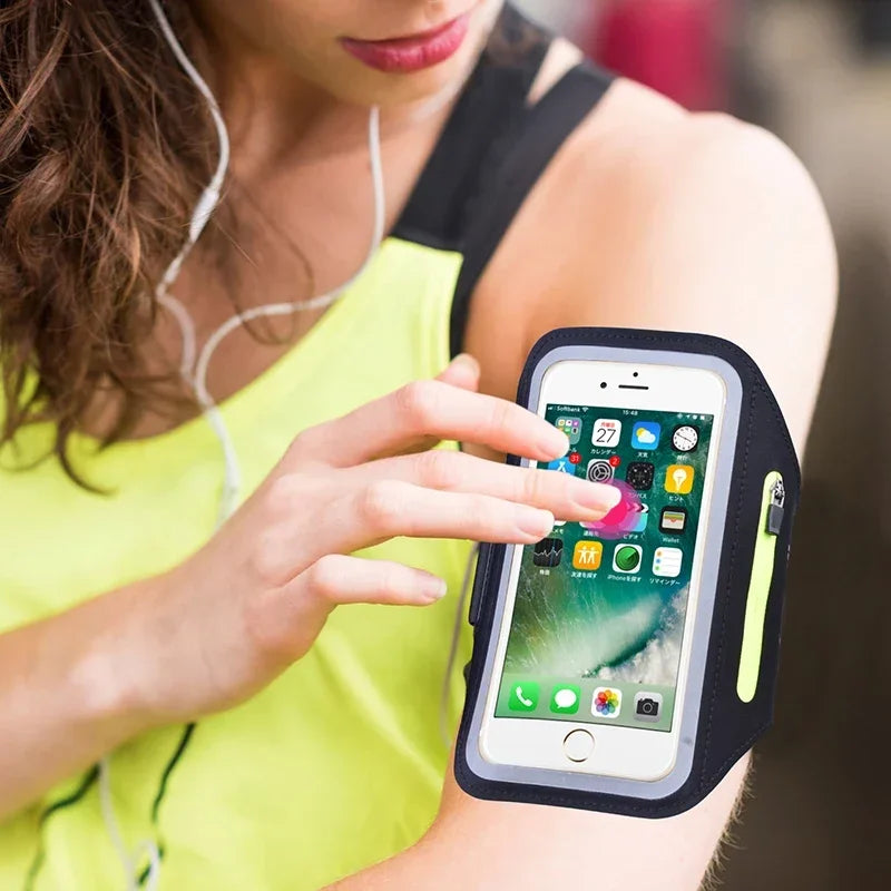 Cell Phone Running Armband Holder for iPhone 17 16 15 14 Pro Max Galaxy S25 S24 Sweatproof Arm Band with Card/Key Bag by FLIPSTYLEZLLC