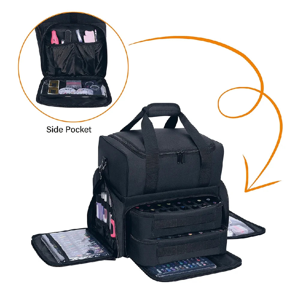 80-Bottle Large Capacity Nail Polish Organizer Case - Portable Travel Storage with 2 Removable Bags, and Essential for Womens Ma by FLIPSTYLEZLLC