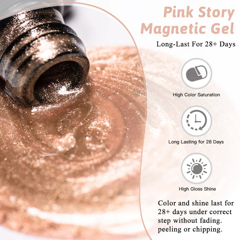 Pink Story Cat Magnetic Gel Nail Polish Nude Pink Gold Light Semi Permanent UV Gel Varnish Soak Off Nail Supplies Manicure DIY by AliExpress