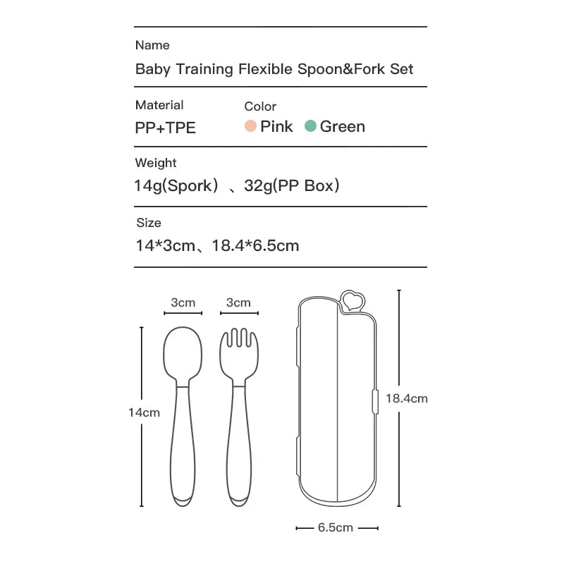 BPA Free Infant Baby Kids Children Feeding Training Non-Slip Flexible Twisting Fork Spoon Tableware by FLIPSTYLEZLLC