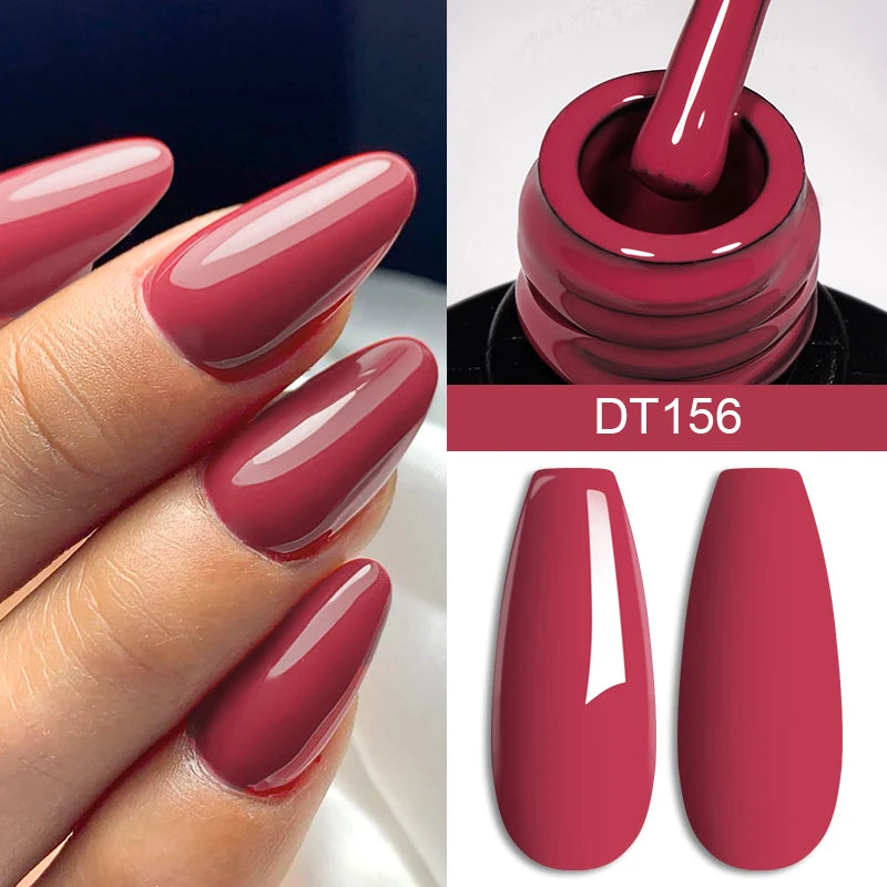 MEET ACROSS 7ml Red Gel Nail Polish Crystal Semi Permanent Soak Off UV Gel Varnish Nail Art Manicure Base Matte Top Coat Vernis by AliExpress