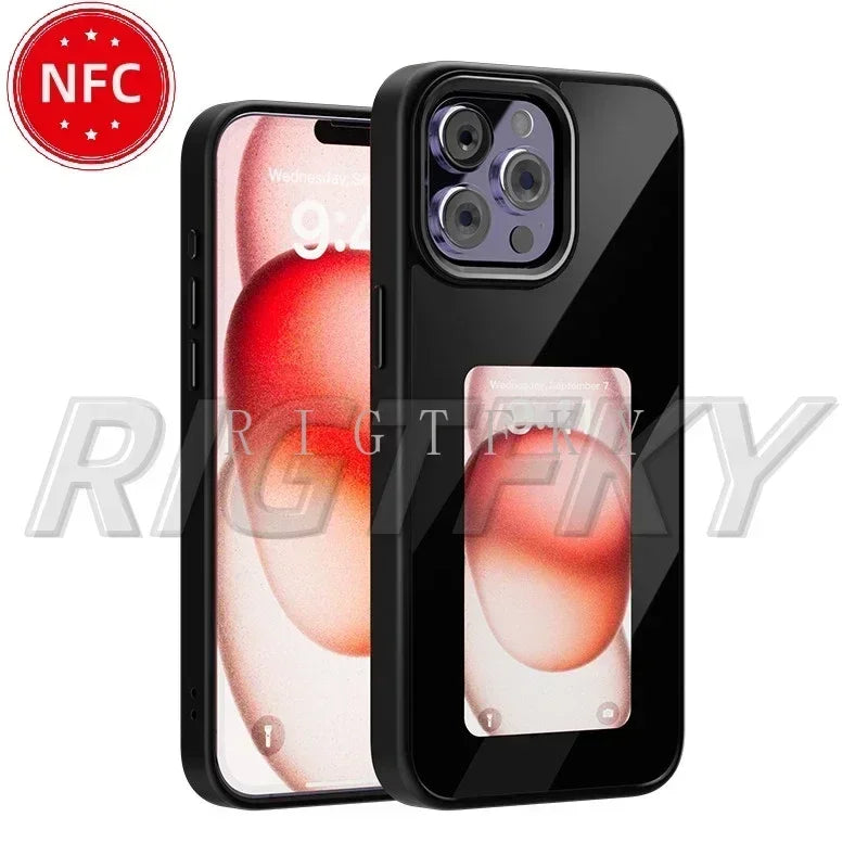 NFC Smart Screen Projection E Ink Painting Picture Phone Case For iPhone 17Pro Max 16 15 14 13 12Pro Cartoon Cover Battery Free by FLIPSTYLEZLLC