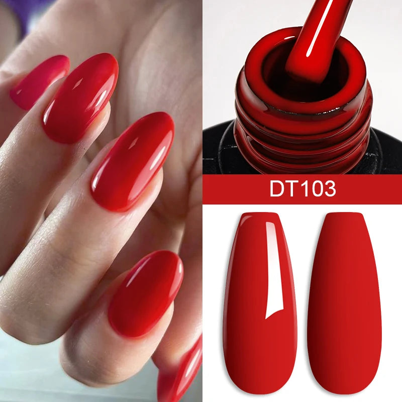 MEET ACROSS 7ml Red Gel Nail Polish Crystal Semi Permanent Soak Off UV Gel Varnish Nail Art Manicure Base Matte Top Coat Vernis by AliExpress
