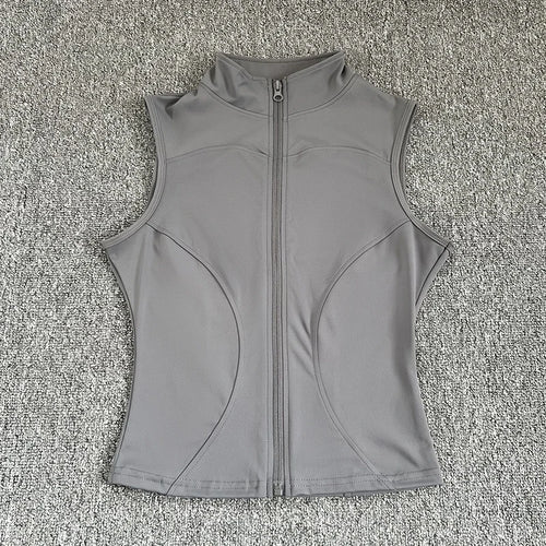 Women's Slim Fit Sport Sleeveless Top Quick Dry Elastic Stand Collar by AliExpress