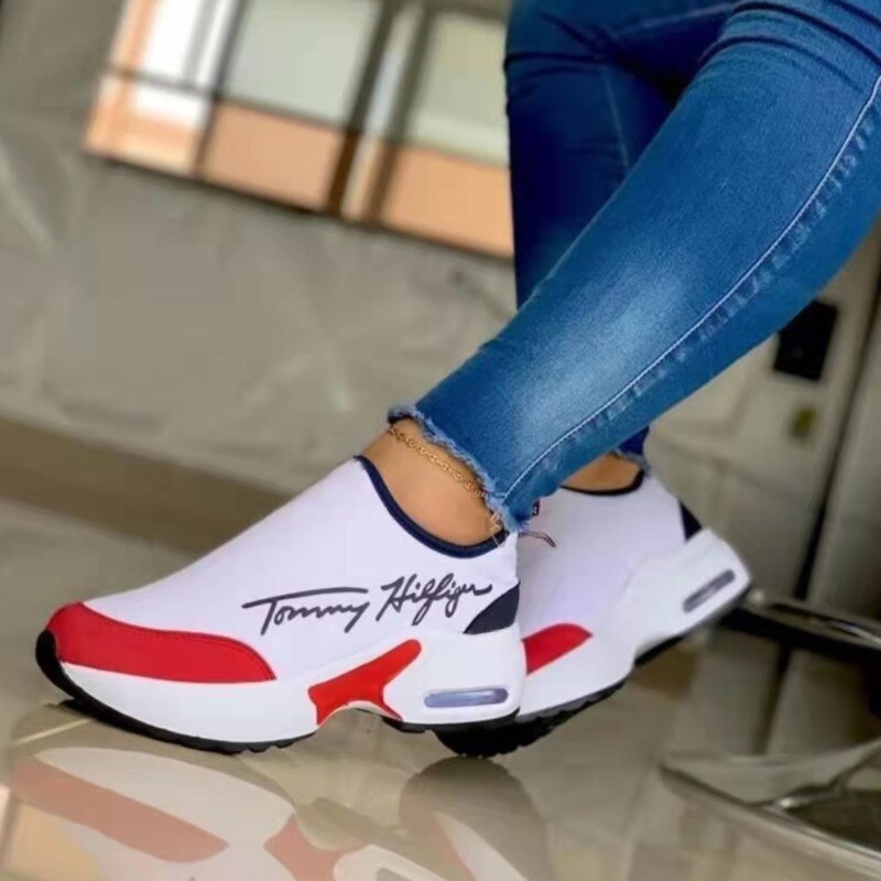 Casual Breathable Wedges Ladies Walking Sneakers Flat Women Shoes by Silver Juneberry