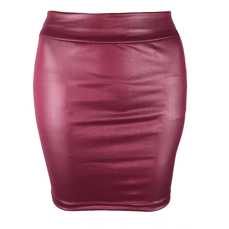 Leather Matte Slim Mini Sexy Fashion PU Hot Short High Waist Skirt Korean Nightclub Streetwear Wholesale Clothes 7ST by Urban Fashion Icon