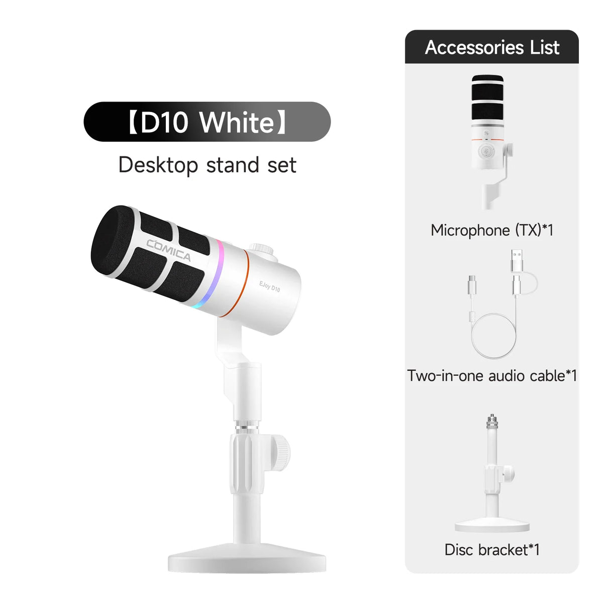 COMICA D10/D10 PRO RGB Cardioid USB/XLR Dynamic Desktop Gaming Mic Wired/Wireless Microphone for Streaming Interview Podcast by FLIPSTYLEZLLC