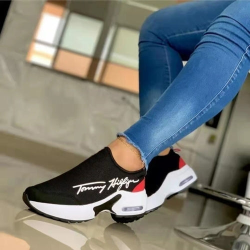 Casual Breathable Wedges Ladies Walking Sneakers Flat Women Shoes by Silver Juneberry