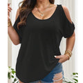 Pullover loose casual strapless solid color women's t-shirt by Urban Fashion Icon