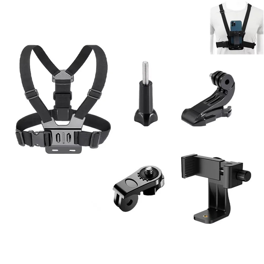 Camera Phone Chest Mount Laptop Harness Phone Holder Strap Clip POV Holder for iPhone 17 16 Android Gopro 12 Camera Smartphone Photography Kits by FLIPSTYLEZLLC