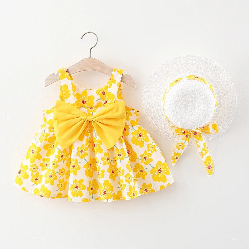 Summer Newborn Baby Clothes Toddler Girl Clothes Cotton Beach Suspender Dress+Sun Hat Princess Dresses by Urban Fashion Icon