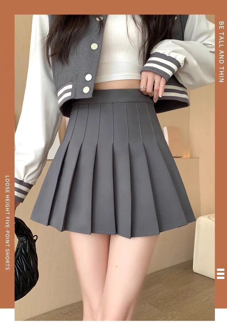 Pleated Mini Skirt with Shorts Women's High Waist A-Line Skater Skort White Black Pink Sporty School Uniform New Fashion HotSale by Urban Fashion Icon