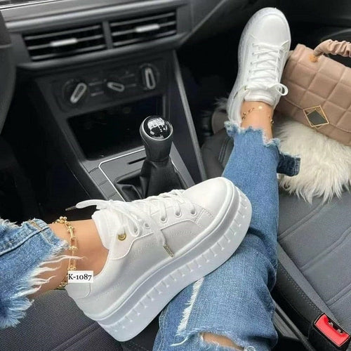 Casual Platform Women's Shoes Flat Womens Sneakers by Silver Juneberry