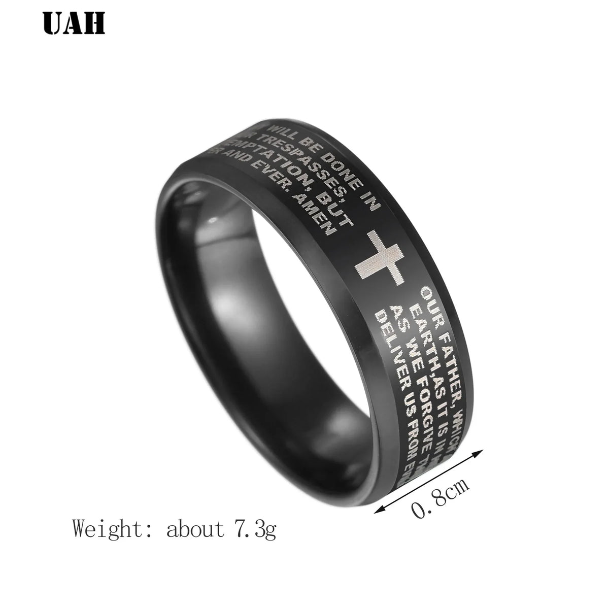 UAH Fashion 316L Stainless Steel rings for men and women Bible Lord's Prayer Cross Rings Punk Fashion Men Gift Jewelry Rings by FLIPSTYLEZLLC