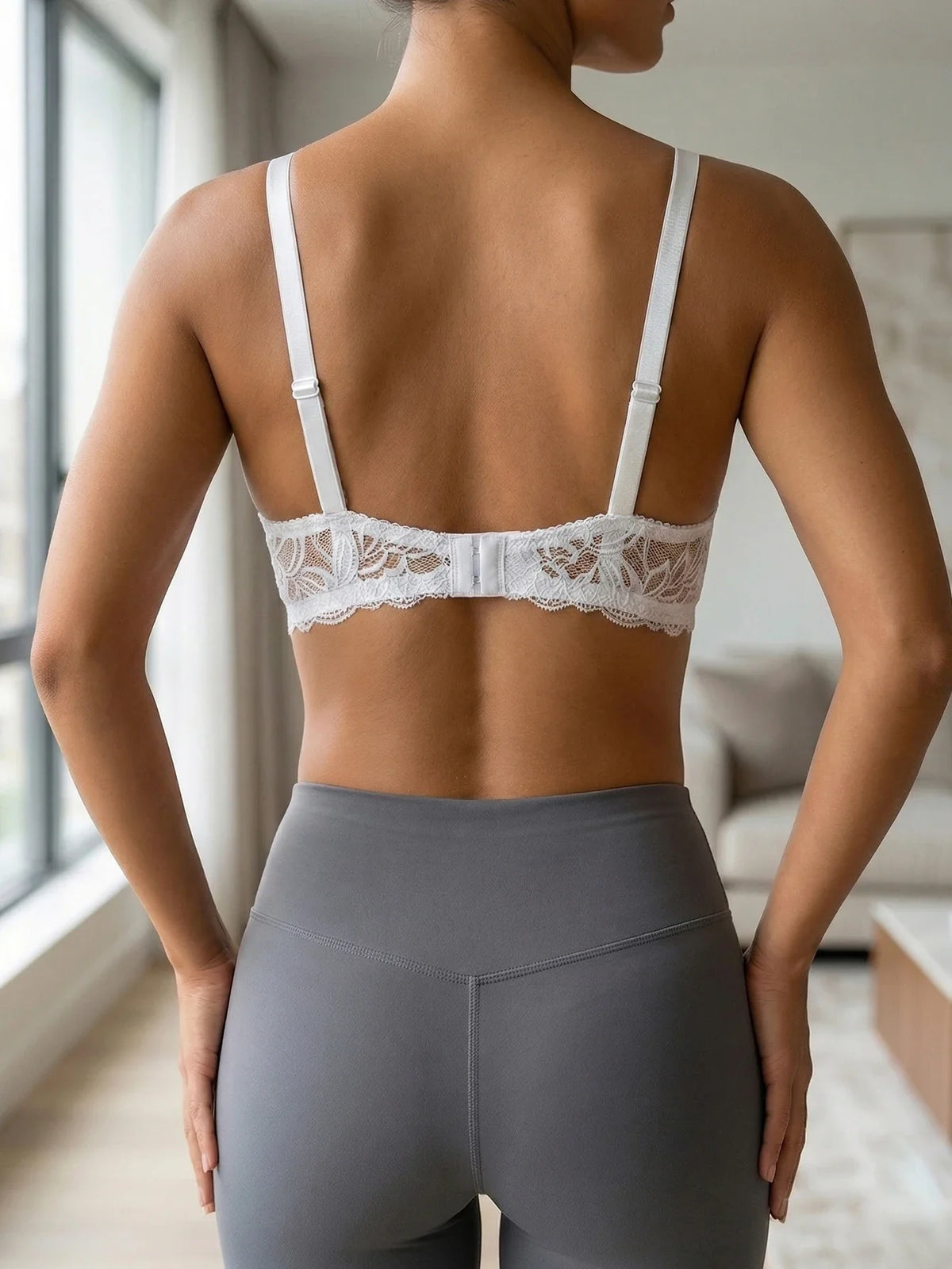 French Women's Lace Trim Push Up Bra Sexy Mesh Underwire Underwear Comfy Thin Padding Floral Lace Lingerie Bra by Ladyez
