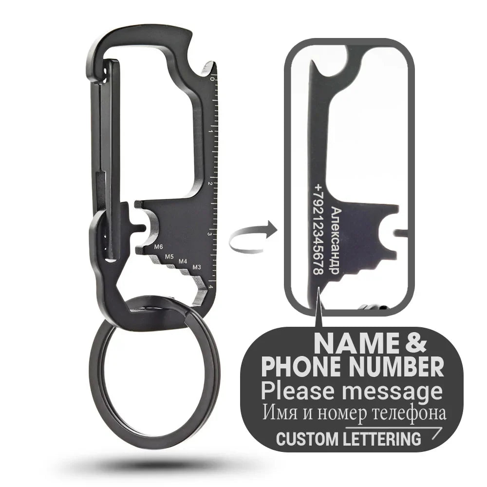 Stainless Steel Personalized Keychains Multifunctional Custom Lettering Keyrings Wrench Tool Bottle Opener Key Chain Ring K421 by FLIPSTYLEZLLC