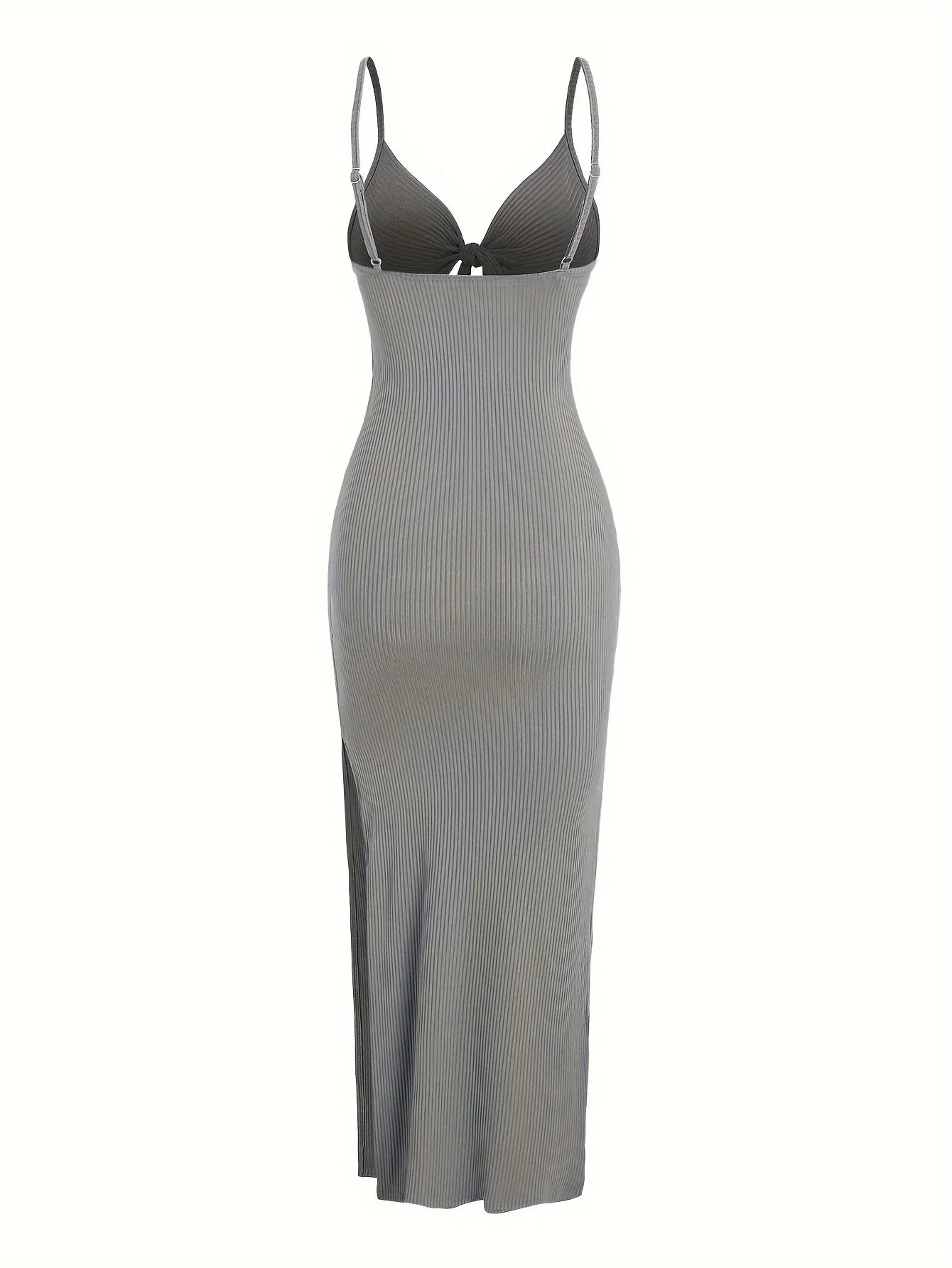 knit simple sleeveless suspender dress leaking back and sexy long skirt with neck. by nowadaysfashion