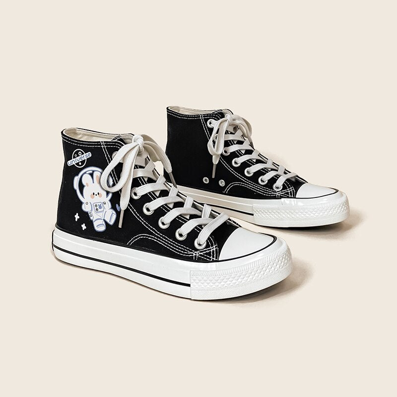 Space Bunny Canvas High Tops by Kore Kawaii