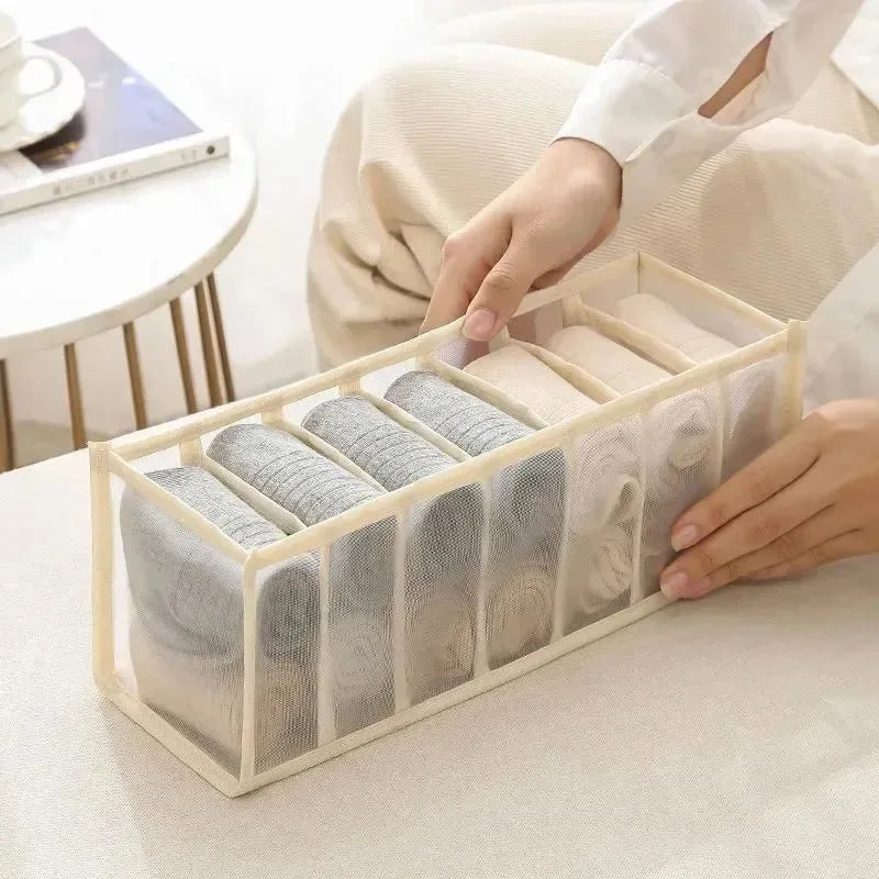 6-Grid Foldable Drawer Divider Underwear Storage Box, Wardrobe Organizer for Bras, Socks & Lingerie, Closet Storage Container by FLIPSTYLEZLLC