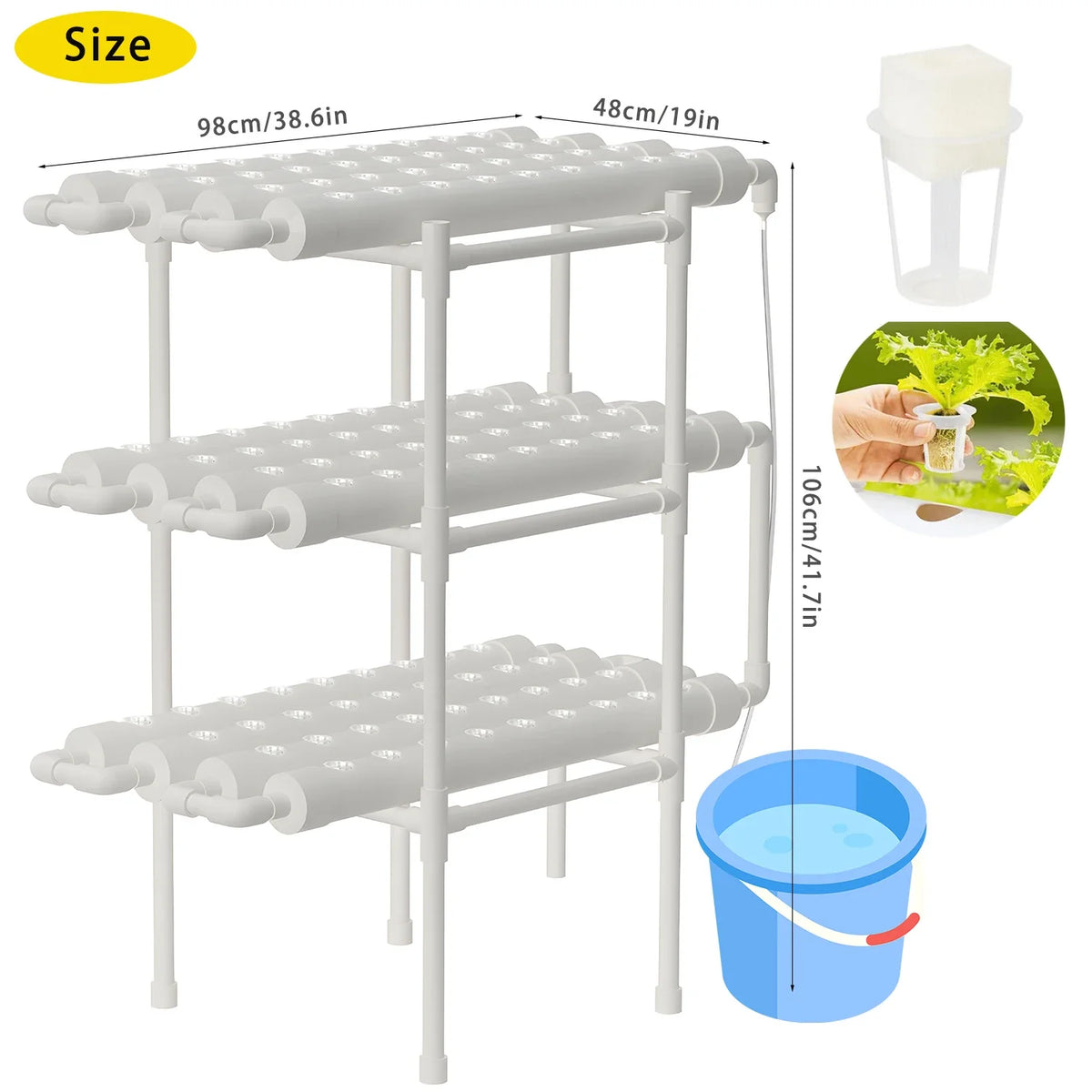 3-Layer/108 Sites Hydroponics Growing System Kits PVC Pipe Soilless Cultivation Garden Vegetables Herbs Planting Tools by FLIPSTYLEZLLC