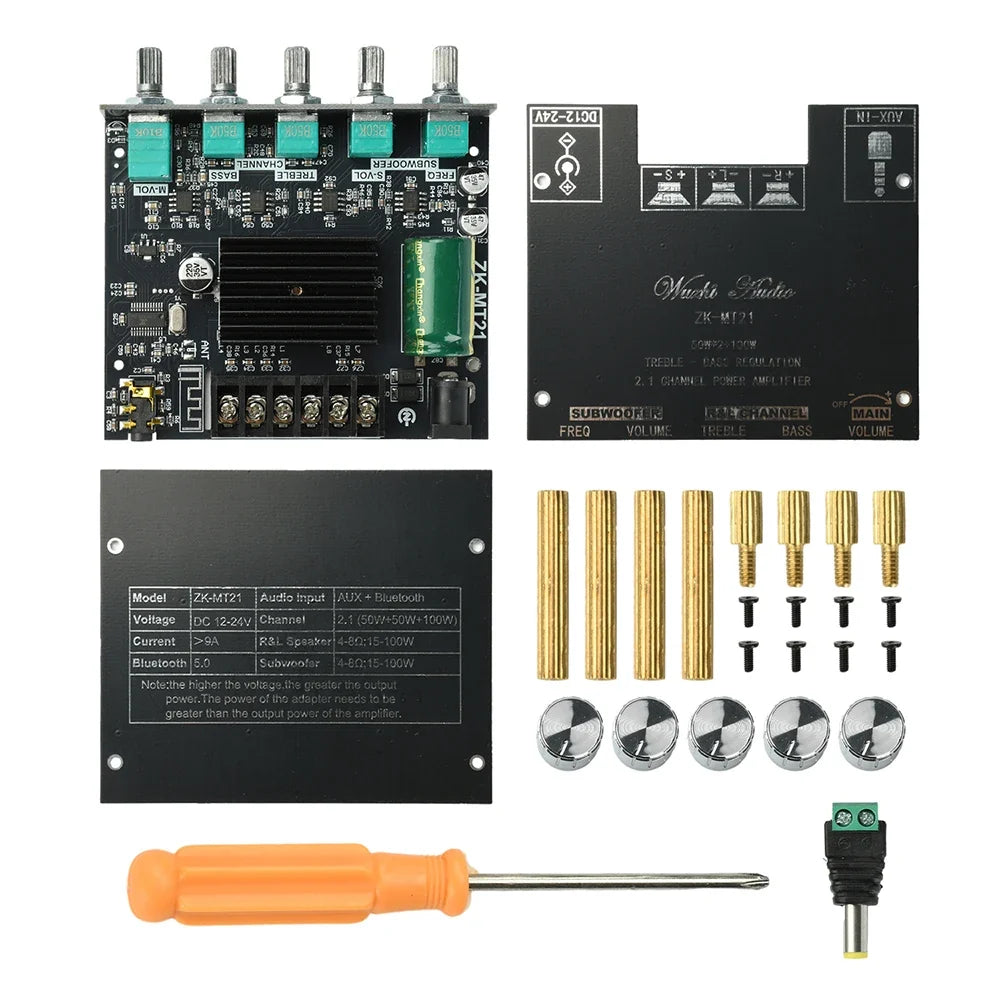 2.1 Channel BL Digital Power Amplifier Module with Subwoofer Output High Low Bass Adjustment 100W+50W+50W High Fidelity Bluetooth 5.0 Audio Board by FLIPSTYLEZLLC