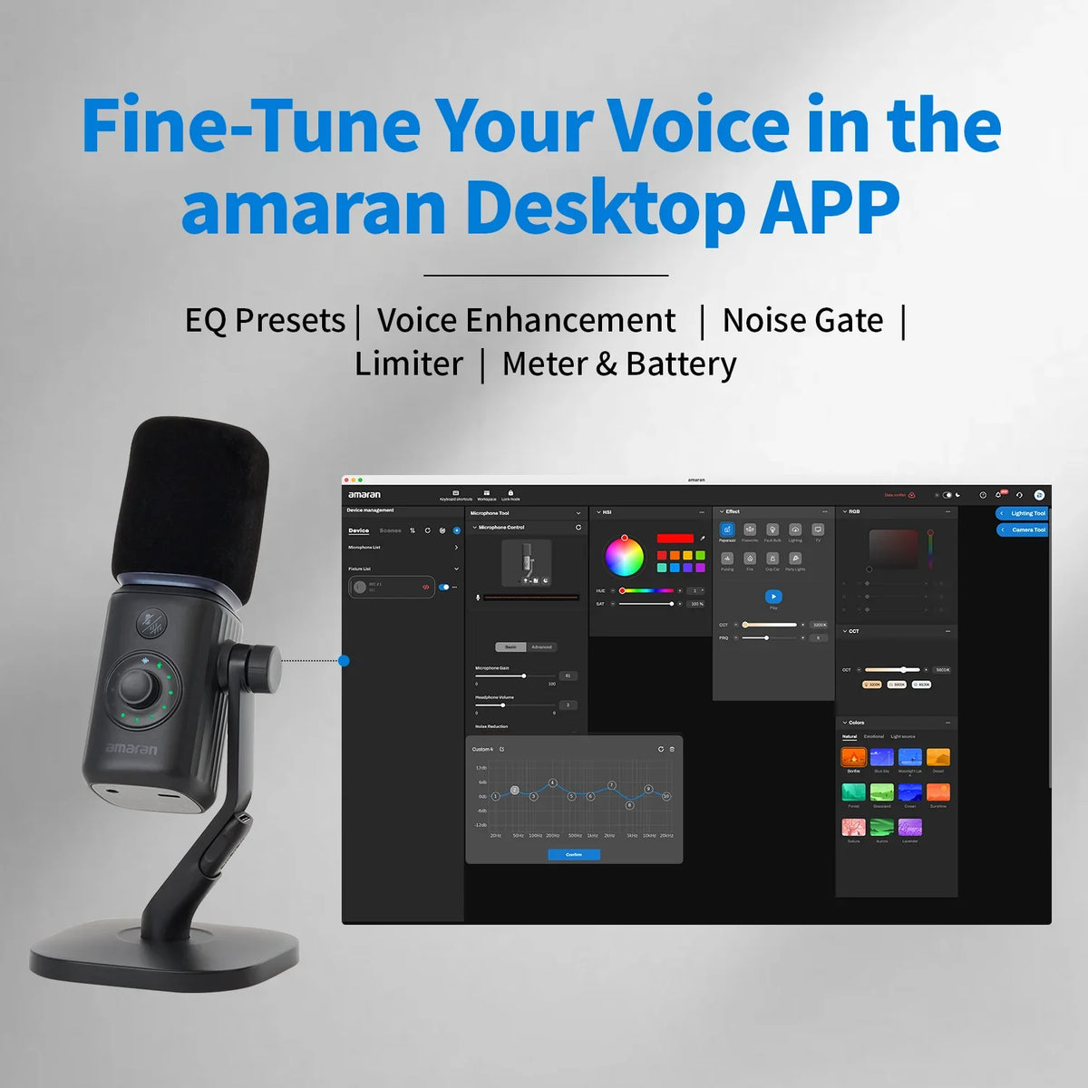 amaran Mic Wireless Desktop Microphone AI Noise Reduction 30mm Capsule 50m Range 60 Hours Battery for Podcasts Livestreams by FLIPSTYLEZLLC