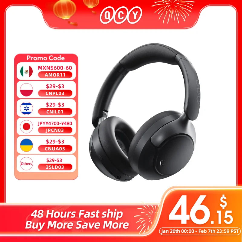 QCY H3 Pro ANC Wireless Headphone 50dB Noise Canceling Hi-Res Spatial by AliExpress