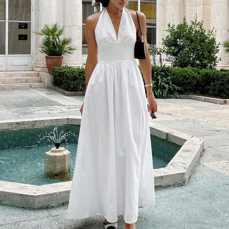 2025 New Women Summer Cotton Long Dress Sleeveless Sexy V-Neck Boho Maxi Dress Loose Style Long Dress Vestidos Clothes by Urban Fashion Icon