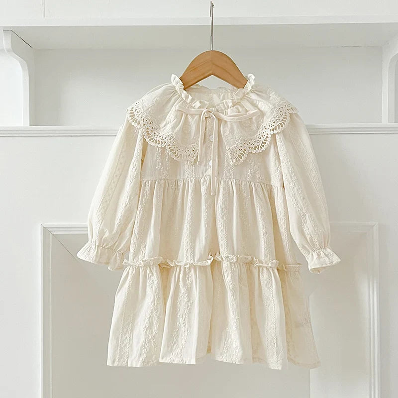 New Baby Girls Dress Girls Sweet Girl Dress Ruffle Trim Party Princess Dress Lace Collar Going Out Casual Dresses Little Clothes by Urban Fashion Icon