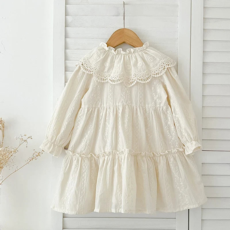 New Baby Girls Dress Girls Sweet Girl Dress Ruffle Trim Party Princess Dress Lace Collar Going Out Casual Dresses Little Clothes by Urban Fashion Icon